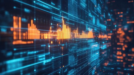 Digital data analysis displaying financial market trends