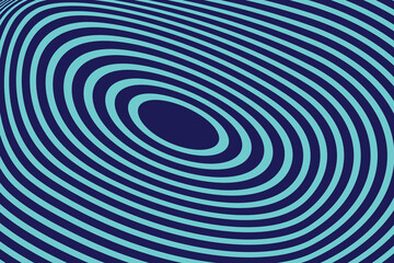Abstract optical illusion with concentric turquoise ellipses on a dark blue background