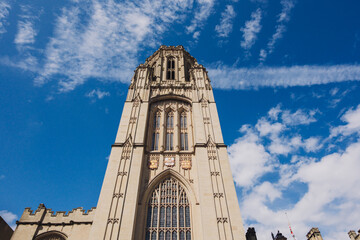 Bristol UK: 28th July 2025: Bristol University. Wills Memorial Building showcasing the architectural beauty at the University of Bristol in sunshine
