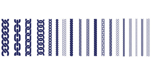 Seamless rope brush Strokes set for illustrator