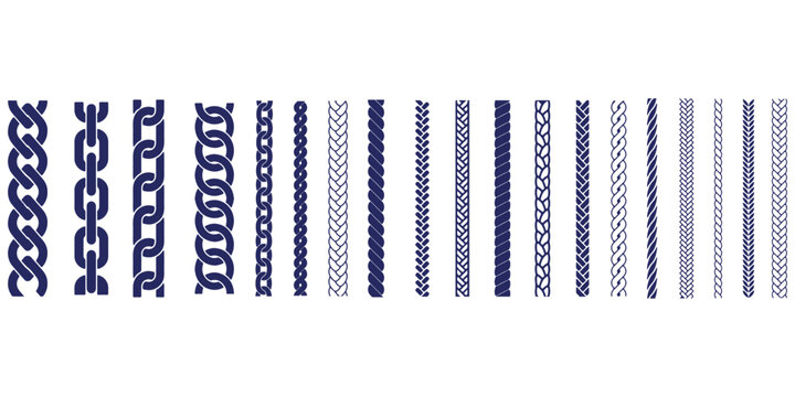 Seamless rope brush Strokes set for illustrator