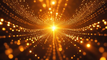 Data flow lines creating futuristic technology tunnel