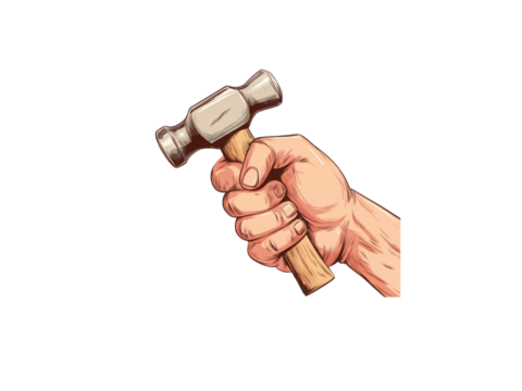 A hand holding a hammer - Powered by Adobe
