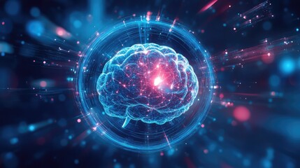 Artificial intelligence brain learning new technological data
