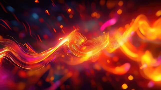 Abstract light energy waves forming vibrant motion trail