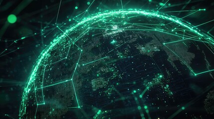 Global network connecting digital earth data technology communication