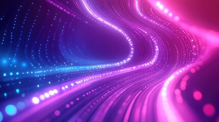 Digital data flowing through abstract fiber optic network