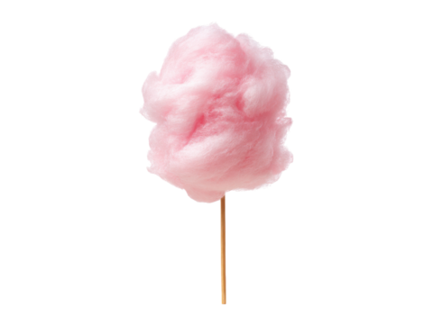 A pink cotton candy is on a white background
