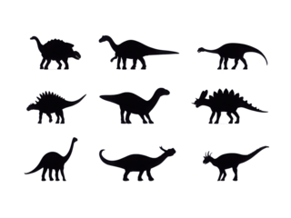 A set of dinosaur silhouettes are shown in a row