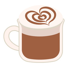 Hand Drawn Chocolate Latte Cup with Heart Art