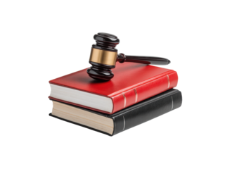 A book with a gavel on top of it