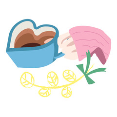 Illustration of Heart Shaped Cup with Cozy Hands