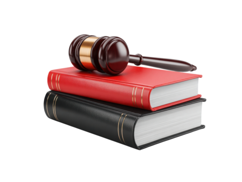 A book with a gavel on top of it