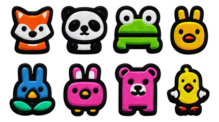 Fototapeta premium Colorful Cartoon Animal Characters in Isolated Transparent Background with Fun Designs