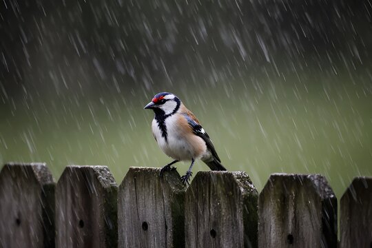 Finch in Rain