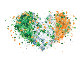 A heart with three shamrocks on it