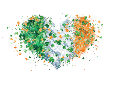 A heart with three shamrocks on it