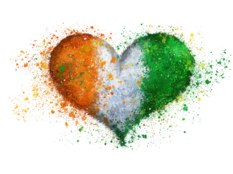 A heart with the colors of the Irish flag