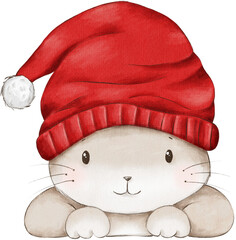 Watercolor Christmas Bunny