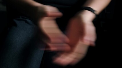 Quick clapping hands front view on black background. Applauding at the theatre or concert. Bravo. Congratulation gesture. Expression of emotions. Very good. Great show. A grateful viewer. 4K footage.