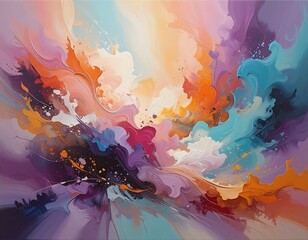 Vibrant abstract artwork using fluid lines and dynamic color blends