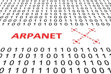 ARPANET concept binary code 3d illustration