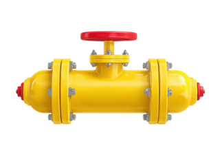 A yellow pipe with a red and white cap