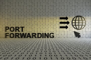 PORT FORWARDING concept text sunlight 3D illustration