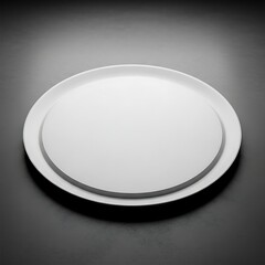 Minimalist white plate on a dark surface, simple and elegant design object