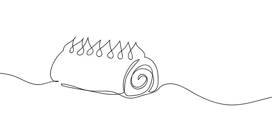 Whipped cream roll cake in one continuous line Dynamic single line draw design vector illustration Editable stroke.