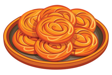 Freshly baked orange cinnamon rolls arranged beautifully on a round plate looks deliciously tempting