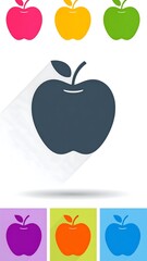 Collection of flat apple icons in various vibrant colors and placements