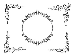 Classic vintage baroque victorian frames, abstract luxury corner frame art