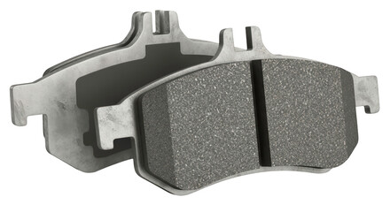 Car brake pads, essential transparent PNG background, vehicle stopping power component.