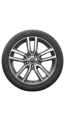 Obraz premium Car alloy wheel and tire, spare part, transparent PNG background, automotive safety component.