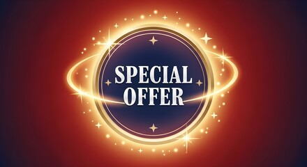 Special Offer Seal with Glowing Halo and Star Accents