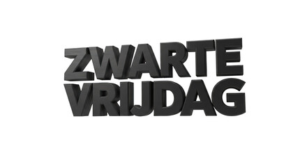 ZWARTE VRIJDAG (Dutch Black Friday) text, transparent PNG background, commercial holiday advertising.