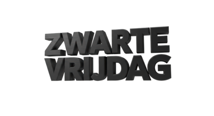 ZWARTE VRIJDAG (Dutch Black Friday) text, transparent PNG background, commercial holiday advertising.