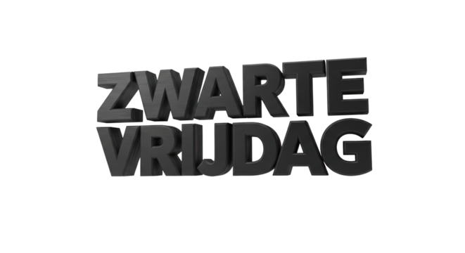 ZWARTE VRIJDAG (Dutch Black Friday) text, transparent PNG background, commercial holiday advertising.