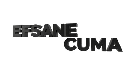 efSANE CUMa text, possible variation of Black Friday (alışveriş), transparent PNG background, 3D render.