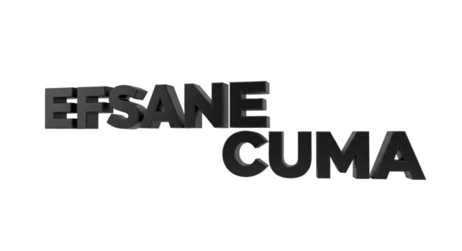 efSANE CUMa text, possible variation of Black Friday (alışveriş), transparent PNG background, 3D render.