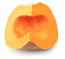 piece of pumpkin isolated on white background. clipping path