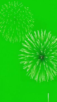 Vibrant Explosion Effect with green fireworks holiday background screen chromakey distortion, overlay, glitch, static noise, scan lines on black background, 4k animated video loop
