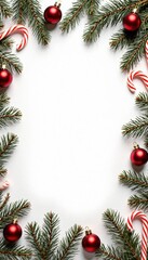 Elegant Flat Lay of Festive Christmas Decorations and Candy Canes