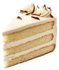 Delicious white cake slice bakery food photography indoor close-up