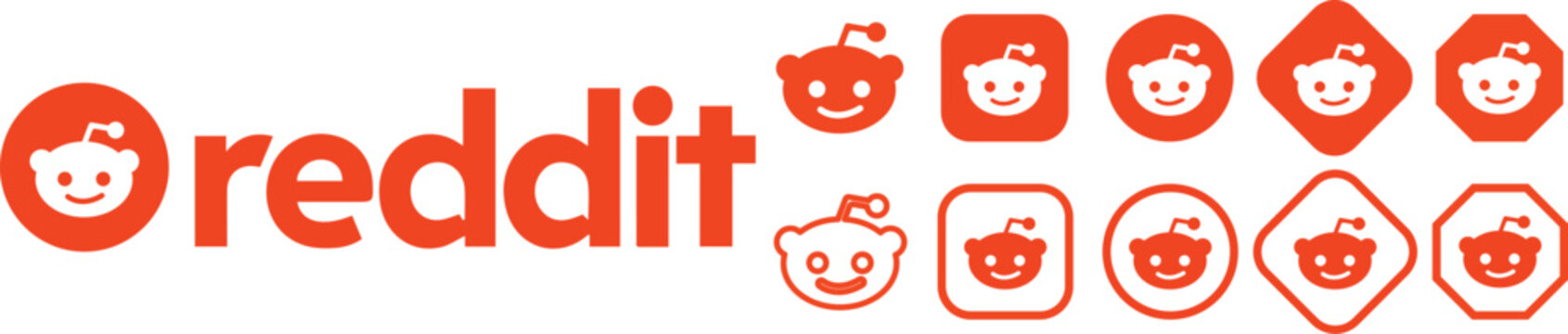 reddit logo vector icon set. reddit mobile app icons. social network logos. digital marketing designs. digital projects sign. Reddit logo on Transparent background
