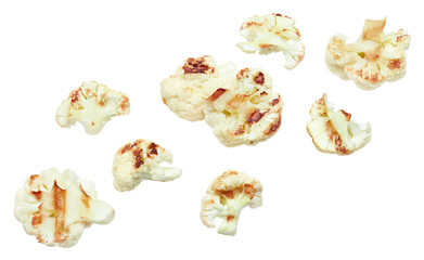 grilled cauliflower isolated on white background. head of cauliflower. clipping path