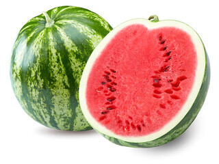 half of watermelon isolated on white background. clipping path