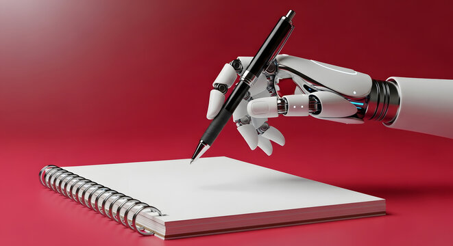 Open blank notebook and black pen on office business paper to write a diary memo - Powered by Adobe