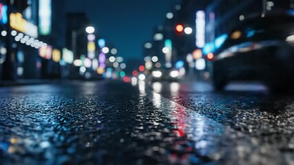 Dynamic neon city street at night with wet reflections and a glowing 'Thanks for Watching' message, perfect for closing credits or end screens.